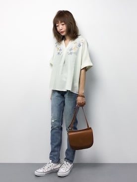 「ORANGE TAB（オレンジタブ）のアイテム」を使った、いぴさん（レディース・152cm）の春コーディネート