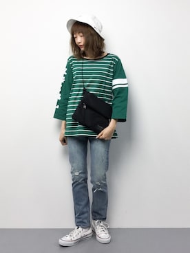 「ORANGE TAB（オレンジタブ）のアイテム」を使った、いぴさん（レディース・152cm）の春コーディネート