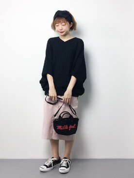 いぴさんの「製品染めコールタイトスカート【niko and ...】」を使ったコーディネート