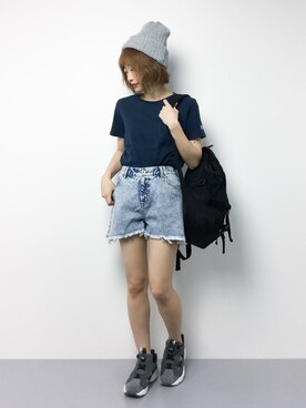 「WC（ダブル シー）のアイテム（デニムパンツ）」を使った、いぴさん（レディース・152cm）の夏コーディネート