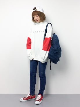 「Herschel Supply（ハーシェルサプライ）のアイテム」を使った、いぴさん（レディース・152cm）の夏コーディネート