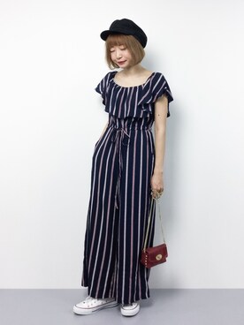 「MERLOT（メルロー）のアイテム（つなぎ/オールインワン）」を使った、いぴさん（レディース・152cm）の夏コーディネート