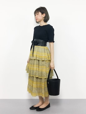 【社交ダンス用衣装 美品】PRIMABOTIQUE イエロー フリル付きスカート スカート（イエロー系）を使った「フリルスカート」の人気ファッション