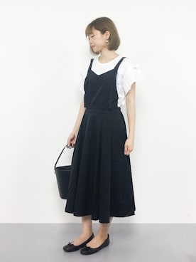 「袖フリル」｜「アイテム（サロペット/オーバーオール）」を使った、いぴさん（レディース・152cm）の夏コーディネート