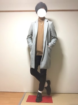 「RAGEBLUE（レイジブルー）のアイテム（チェスターコート）」を使った、たいがさん（メンズ・172cm）の冬コーディネート