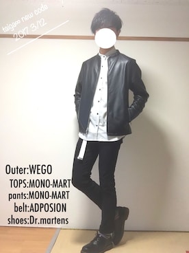 「WEGO（ウィゴー）のアイテム（ライダースジャケット）」を使った、たいがさん（メンズ・172cm）の春コーディネート