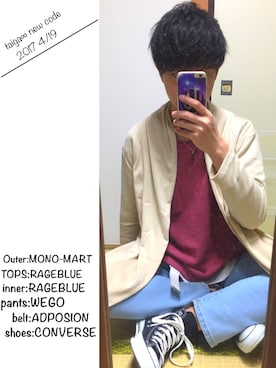 「ADPOSION（アドポーション）のアイテム」を使った、たいがさん（メンズ・172cm）の春コーディネート