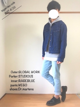 「STUDIOUS（ステュディオス）のアイテム（パーカー）」を使った、たいがさん（メンズ・172cm）の春コーディネート