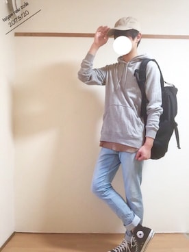 「STUDIOUS（ステュディオス）のアイテム（パーカー）」を使った、たいがさん（メンズ・172cm）の春コーディネート