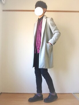 「RAGEBLUE（レイジブルー）のアイテム（チェスターコート）」を使った、たいがさん（メンズ・172cm）の秋コーディネート