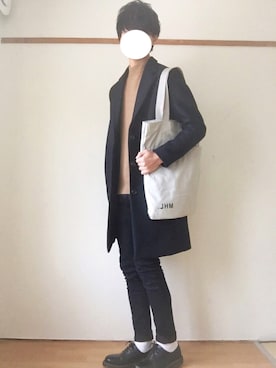 「MHL.」｜「アイテム（チェスターコート）」を使った、たいがさん（メンズ・172cm）の冬コーディネート