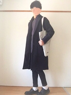 「MHL.」｜「アイテム（チェスターコート）」を使った、たいがさん（メンズ・172cm）の冬コーディネート