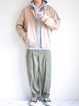 「STUDIOUS（ステュディオス）のアイテム（パーカー）」を使った、たいがさん（メンズ・172cm）の秋コーディネート