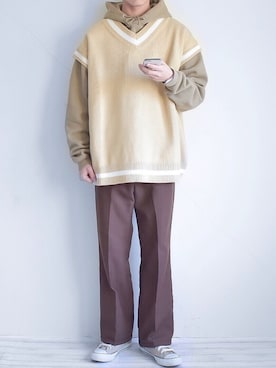 「BASQUE magenta（バスクマゼンタ）のアイテム（ベスト）」を使った、たいがさん（メンズ・172cm）の春コーディネート