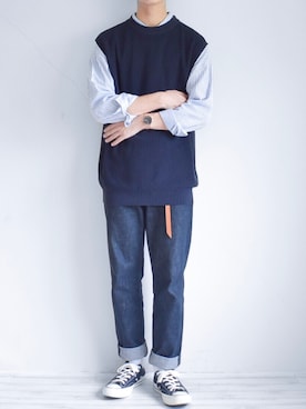 「Daniel Wellington（ダニエルウェリントン）の販売終了クラシックペティット アッシュフィールド32mm（アナログ腕時計）」を使った、たいがさん（メンズ・172cm）の秋コーディネート