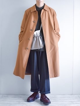 「アイテム（ステンカラーコート）」を使った、たいがさん（メンズ・172cm・20代）の冬コーディネート