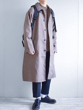 「アイテム（ステンカラーコート）」を使った、たいがさん（メンズ・172cm・20代）の冬コーディネート