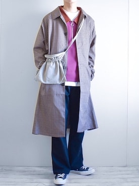 「アイテム（ステンカラーコート）」を使った、たいがさん（メンズ・172cm・20代）の冬コーディネート