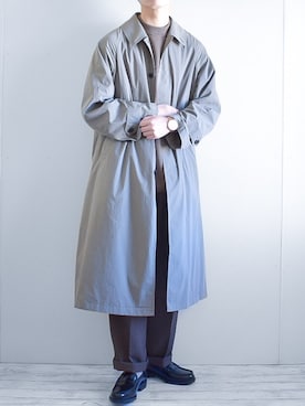 「アイテム（ステンカラーコート）」を使った、たいがさん（メンズ・172cm・20代）の春コーディネート