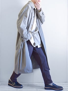 「Steven Alan（スティーブンアラン）のアイテム（ステンカラーコート）」を使った、たいがさん（メンズ・172cm）の春コーディネート