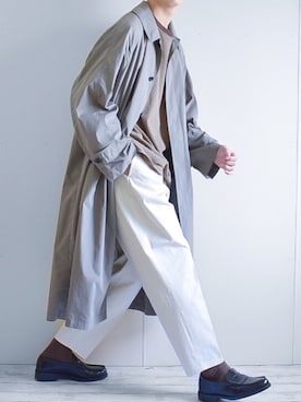 「アイテム（ステンカラーコート）」を使った、たいがさん（メンズ・172cm・20代）の春コーディネート