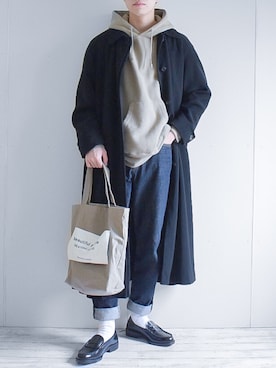 「アイテム（ステンカラーコート）」を使った、たいがさん（メンズ・172cm・20代）の春コーディネート