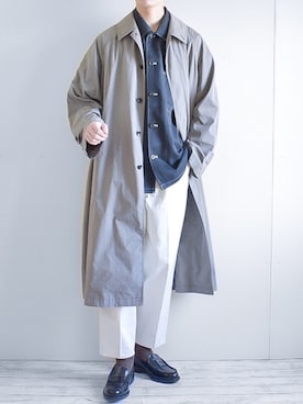 「アイテム（ステンカラーコート）」を使った、たいがさん（メンズ・172cm・20代）の春コーディネート