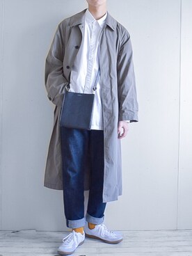「アイテム（ステンカラーコート）」を使った、たいがさん（メンズ・172cm・20代）の春コーディネート