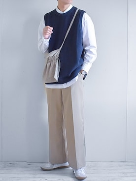 「ショルダーバック」｜「アイテム（その他）」を使った、たいがさん（メンズ・172cm）の春コーディネート