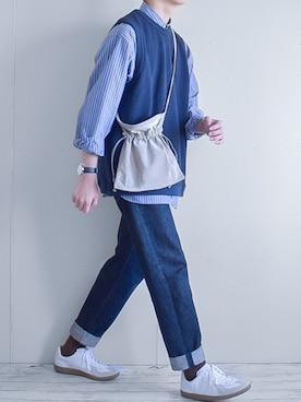 「B:MING by BEAMS（ビーミングバイビームス）のビーミング by ビームス / ビッグカノコ クルーネック ベスト（ベスト）」を使った、たいがさん（メンズ・172cm）の春コーディネート