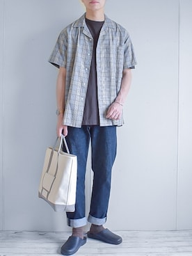 「Steven Alan（スティーブンアラン）のアイテム（サンダル）」を使った、たいがさん（メンズ・172cm）の夏コーディネート