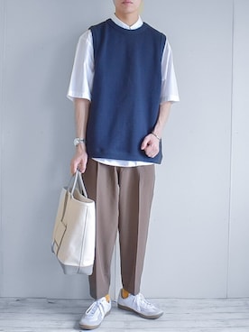 「B:MING by BEAMS（ビーミングバイビームス）のビーミング by ビームス / ビッグカノコ クルーネック ベスト（ベスト）」を使った、たいがさん（メンズ・172cm）の夏コーディネート