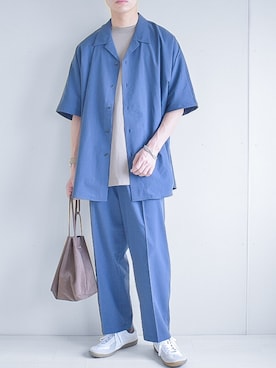 「JUNRED（ジュンレッド）のアイテム（スラックス）」を使った、たいがさん（メンズ・172cm）の夏コーディネート