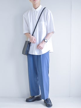 「JUNRED（ジュンレッド）のアイテム（スラックス）」を使った、たいがさん（メンズ・172cm）の夏コーディネート