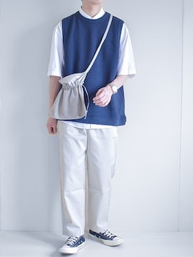 「B:MING by BEAMS（ビーミングバイビームス）のビーミング by ビームス / ビッグカノコ クルーネック ベスト（ベスト）」を使った、たいがさん（メンズ・172cm）の夏コーディネート