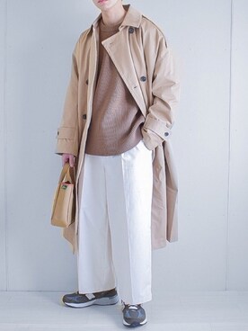 「epnok（エプノック）のアイテム（トレンチコート）」を使った、たいがさん（メンズ・172cm）の冬コーディネート