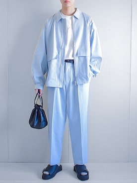 「JUNRED（ジュンレッド）のアイテム（スラックス）」を使った、たいがさん（メンズ・172cm）の春コーディネート