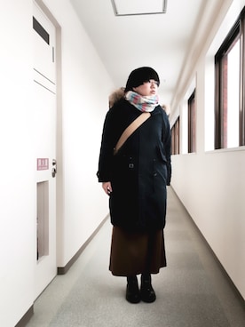 「note et silence （ノートエシロンス）のアイテム（モッズコート）」を使った、キノさん（レディース・150cm）の冬コーディネート
