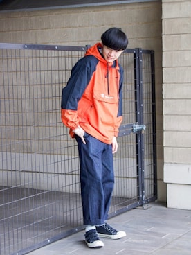 「Champion（チャンピオン）のアイテム（ブルゾン）」を使った、はせしゅんさん（メンズ・175cm）の春コーディネート