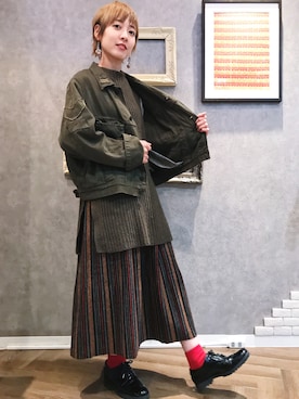 「金髪ショート」｜「アイテム（ジャケット/アウター）」を使った、ぴそさん（レディース・156cm）の秋コーディネート