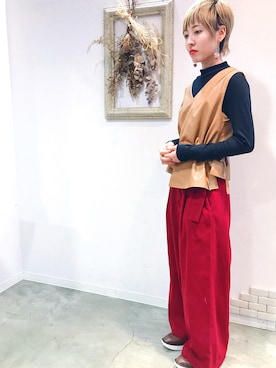 「おおぶりピアス」｜「アイテム（ローファー）」を使った、ぴそさん（レディース・156cm）の秋コーディネート