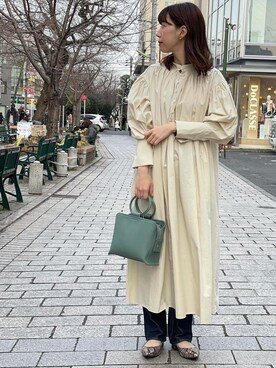 「green label relaxing（グリーンレーベルリラクシング）のFFC リング ハンドル 2WAY ショルダー バッグ（ショルダーバッグ、グリーン系）」を使った、nishitani11387さん（レディース・164cm）の冬コーディネート