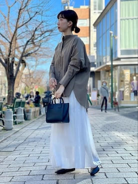 「green label relaxing（グリーンレーベルリラクシング）のFFC スクエア シャーリング フラット シューズ(1cmヒール)（その他シューズ、ブラック系）」を使った、nishitani11387さん（レディース・164cm）の冬コーディネート