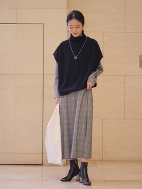 「UNITED ARROWS（ユナイテッドアローズ）のアイテム（シャツワンピース）」を使った、志水　愛理さん（レディース・164cm）の秋コーディネート