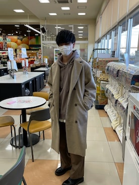 「epnok（エプノック）のアイテム（チェスターコート）」を使った、TAIさん（メンズ・169cm）の冬コーディネート
