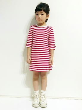 「b・ROOM（ビールーム）のアイテム（ワンピース）」を使った、kladskap　クレードスコープさん（キッズ・110cm）の春コーディネート