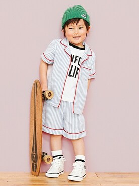 「petit main（プティマイン）のアイテム（ニットキャップ/ビーニー）」を使った、kladskap　クレードスコープさん（キッズ・95cm）の春コーディネート