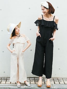 「petit main（プティマイン）のアイテム（つなぎ/オールインワン）」を使った、kladskap　クレードスコープさん（レディース・165cm）の春コーディネート