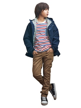 「BLUE CROSS （ブルークロス）のアイテム」を使った、kladskap　クレードスコープさん（キッズ・147cm）の春コーディネート