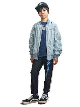 「BLUE CROSS （ブルークロス）のアイテム」を使った、kladskap　クレードスコープさん（キッズ・146cm）の春コーディネート